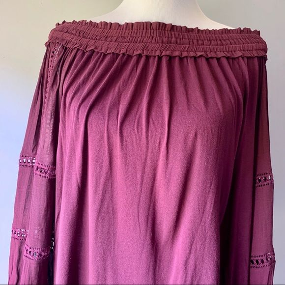 LOFT Purple Off the shoulder Blouse - Picture 3 of 8